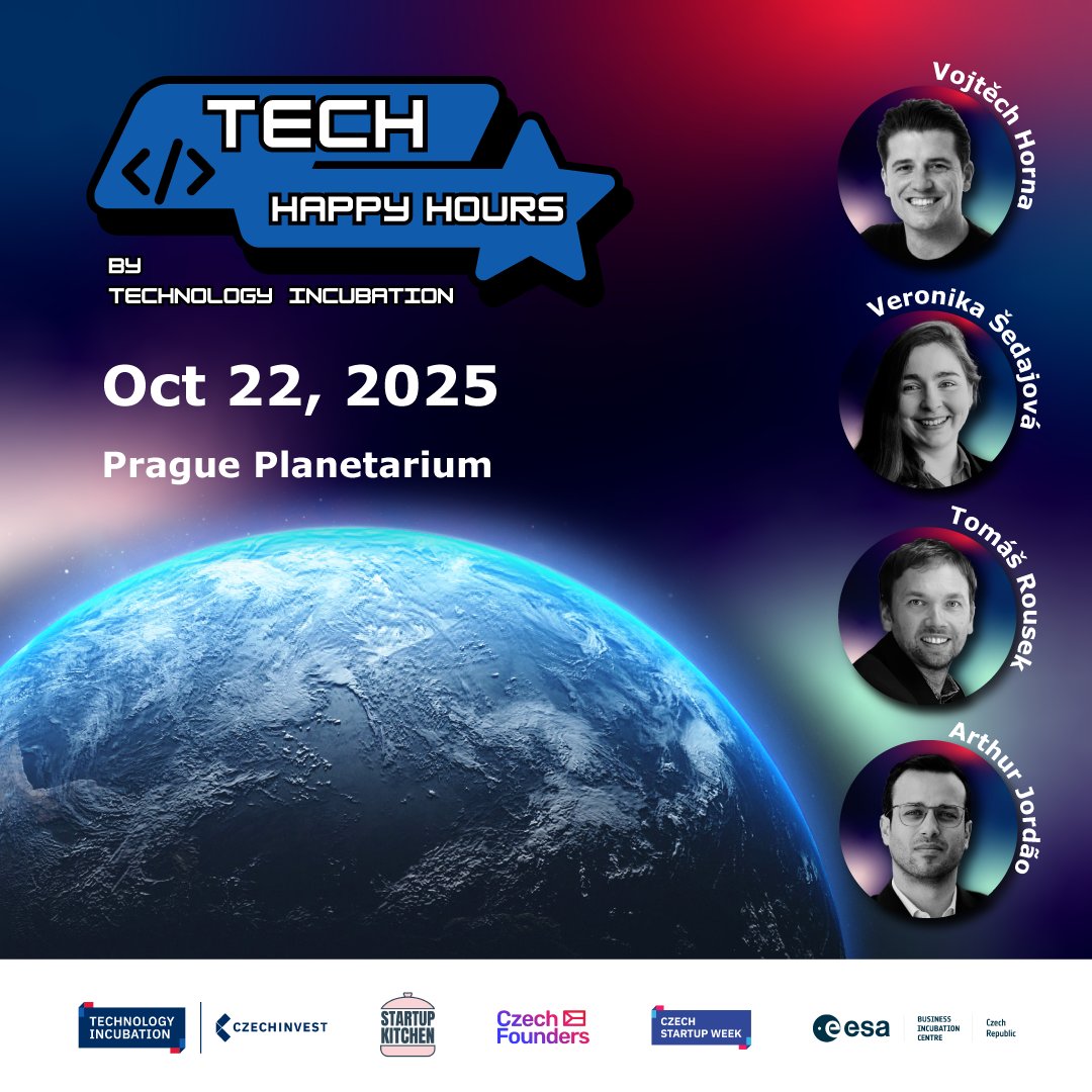 Here we go again! You can´t miss it! 

#TechHappyHours by <a href="/techinkubace/">Technologická inkubace</a> is almost here! 

Grap your tickets! 🏃‍♂️🏃‍♀️techhappyhours.com🏃‍♀️🏃‍♂️

It will be huge at <a href="/planetum_cz/">Planetum</a> with focus on #spacetech &amp; #defencetech 💪

<a href="/CzechInvest_CZ/">CzechInvest_CZ</a> <a href="/StartupEvaluat1/">Startup Kitchen</a> <a href="/mpo_tweetuje/">MPO ČR</a> <a href="/esa/">European Space Agency</a> <a href="/ESABICcz/">ESA BIC Czech Republic</a>