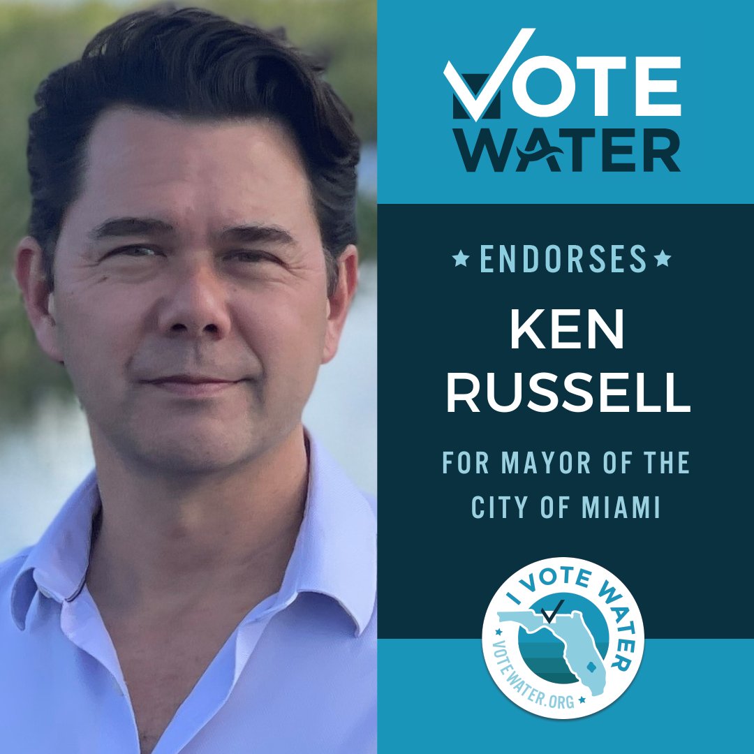 Ken Russell has an impressive environmental track record and understands the importance of clean water to Miami's economy and qualify of life - and that's why he's VoteWater's pick for the next Mayor of Miami. Read more at votewater.org/votewater-endo…