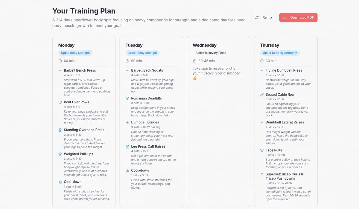 georgizhtodorov's tweet photo. This is my entry for Day 3 of @lovable's Build Challenge - "Lovable for Fitness".

Meet FitBot - your AI fitness coach. Just share your goals, gear, and schedule, and it builds a weekly workout plan you can tweak anytime.  

https://t.co/za4BtJYD6p https://t.co/gNXeRkU8Sd