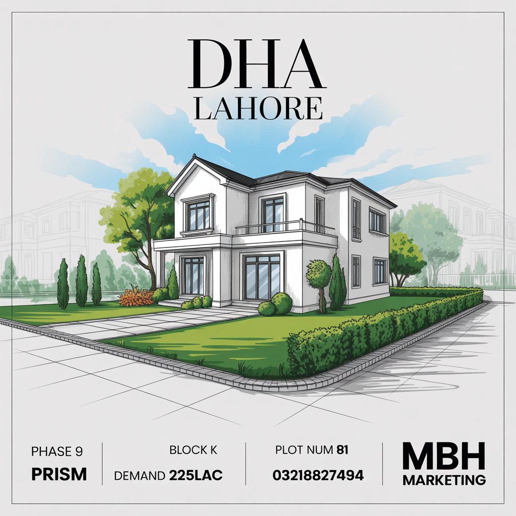 mbhmarkeeting's tweet image. 🏡 DHA Lahore – Phase 9 Prism
📍 Block K – Plot #81
✅ Prime Location Plot
✅ Ideal for Investment &amp;amp; Future Living
💰 Demand: 225 Lac
#DHALahore #Phase9Prism #BlockK #PrimeLocation #InvestmentOpportunity #MBHMarketing #PropertyInLahore #RealEstatePakistan #LahorePlots #DHALahore