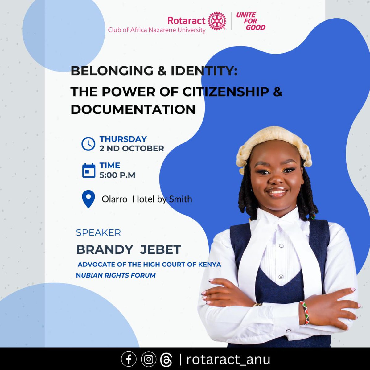 Happening today, our very own Advocate Brandy Jebet will be speaking on Belonging and Identity: The Power of Citizenship &amp; Documentation. 

#MyIDMyRight
#DoIDRight