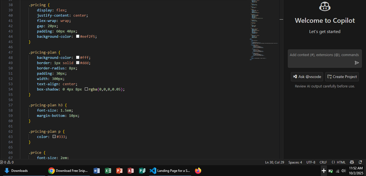 Xetron01's tweet image. Day 21/30:
#30DaysofCodeChallenge
I built a simple landing page with header, hero, pricing and footer
I'm finally building real projects
I missed a day, it should have been yesterday that I was to post this
Nevertheless I continue