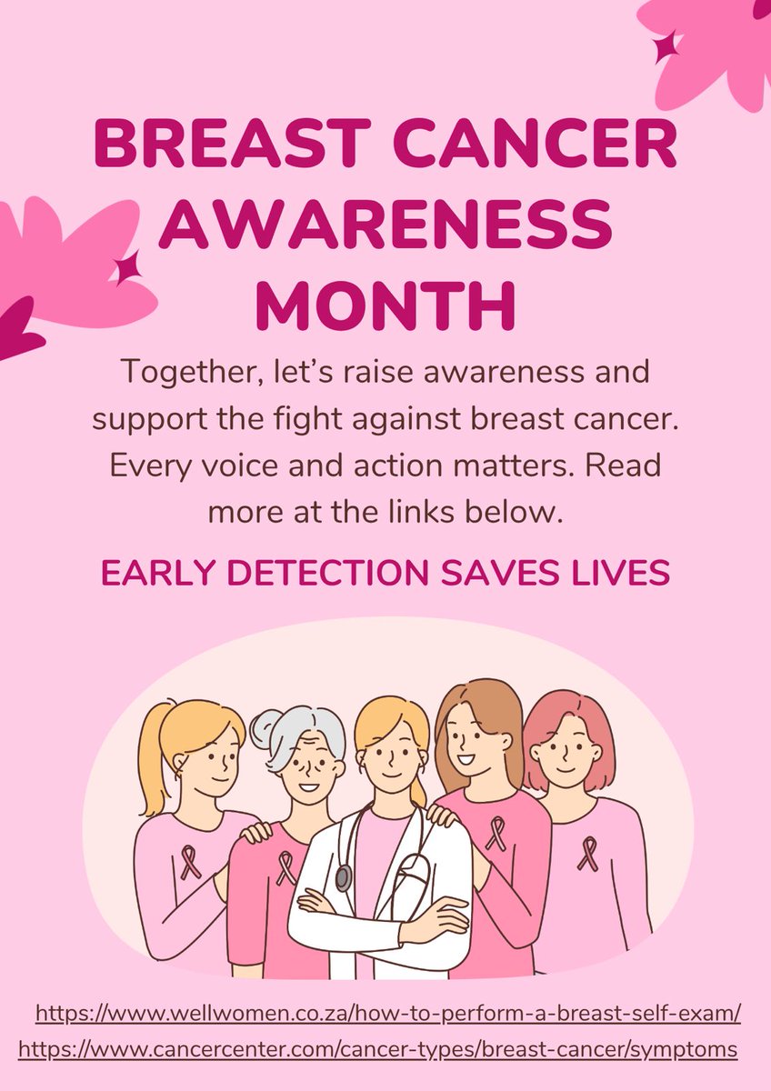 🎗️ October is Breast Cancer Awareness Month 💗

Early detection saves lives — know the signs &amp; check yourself regularly.
🔎 How to self-exam: wellwomen.co.za/how-to-perform…
📖 Symptoms: cancercenter.com/cancer-types/b…

#SASHG #BreastCancerAwarenessMonth