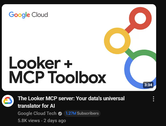 📊Data is surely the most important thing for deciding well. 

Google just announced the MCP+Looker integration.

Great video for learning and ease of use.
