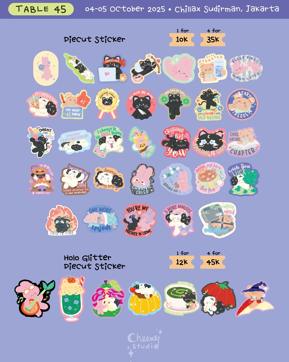 cheexystudio's tweet photo. ⋆.𐙚 ̊ cheexy studio’s catalogue for Kira Kira Art Market ̊ 𐙚.⋆
🌻 Table 45 (Cheexy Studio x https://t.co/qHLcU0tgY9)
📅 4-5 Oct 2025
📌 Chillax Sudirman, Jakarta
See you! ꒰˶ˆ꒳ˆ˵꒱
#kkam #kkam05 #kirakira_05 #kirakiraartmarket #artmarket https://t.co/DHjRp6YzGl