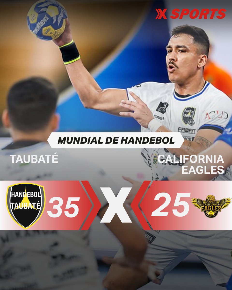 xsportsbrasil's tweet image. DEU TAUBATÉ! Na despedida do time do Mundial de Clubes, os brasileiros venceram o California Eagles na disputa do sétimo ao nono lugar!

Acerte na X

#Xsports #Handebol #MundialDeHandebol #HandebolNaXsports #Taubaté