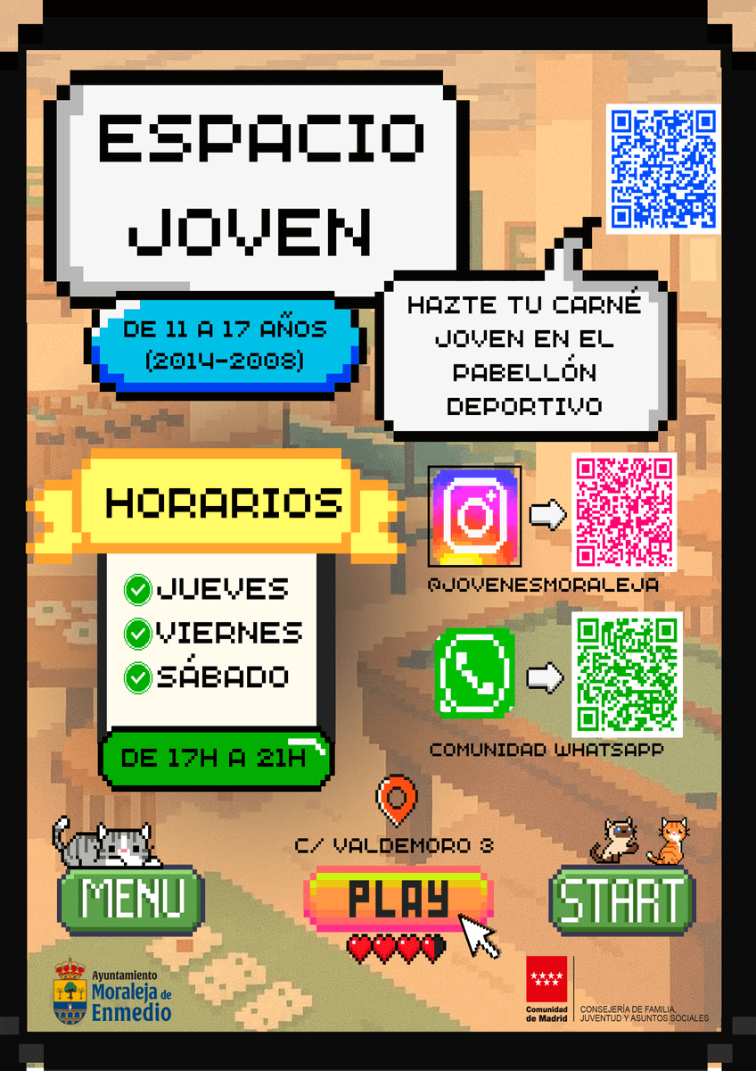 🎮 ¡𝙂𝙍𝘼𝙉 𝙉𝙊𝙏𝙄𝘾𝙄𝘼 𝙋𝘼𝙍𝘼 𝙉𝙐𝙀𝙎𝙏𝙍𝙊 𝙀𝙎𝙋𝘼𝘾𝙄𝙊 𝙅𝙊𝙑𝙀𝙉! 🎮
📢 ¡𝗔𝗺𝗽𝗹𝗶𝗮𝗺𝗼𝘀 𝗹𝗮 𝗲𝗱𝗮𝗱 𝗱𝗲 𝗮𝗰𝗰𝗲𝘀𝗼!
Ahora los chicos y chicas de 11 años ya pueden disfrutar de nuestro Espacio Joven.
¡Hazte tu carné joven y únete a nuestra comunidad!