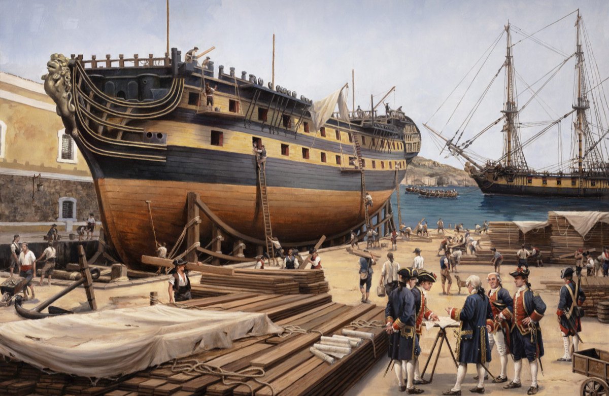 Durante el funeral de Horatio Nelson en 1806 ondeó en la Catedral de San Pablo una bandera española de 150 metros cuadrados. Pertenecía al primero de una nueva generación de buques que revolucionaron la Armada y aterrorizaron a Inglaterra: el San Ildefonso. Tira del hilo 🧵👇🏽👇🏽👇🏽