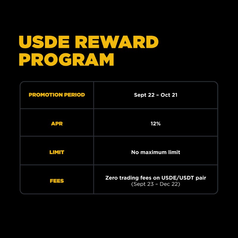 binance's tweet photo. Learn everything about USDe on #Binance!

Hold USDe to earn daily rewards with full flexibility - up to 12% APR starting from just 0.01 USDe.