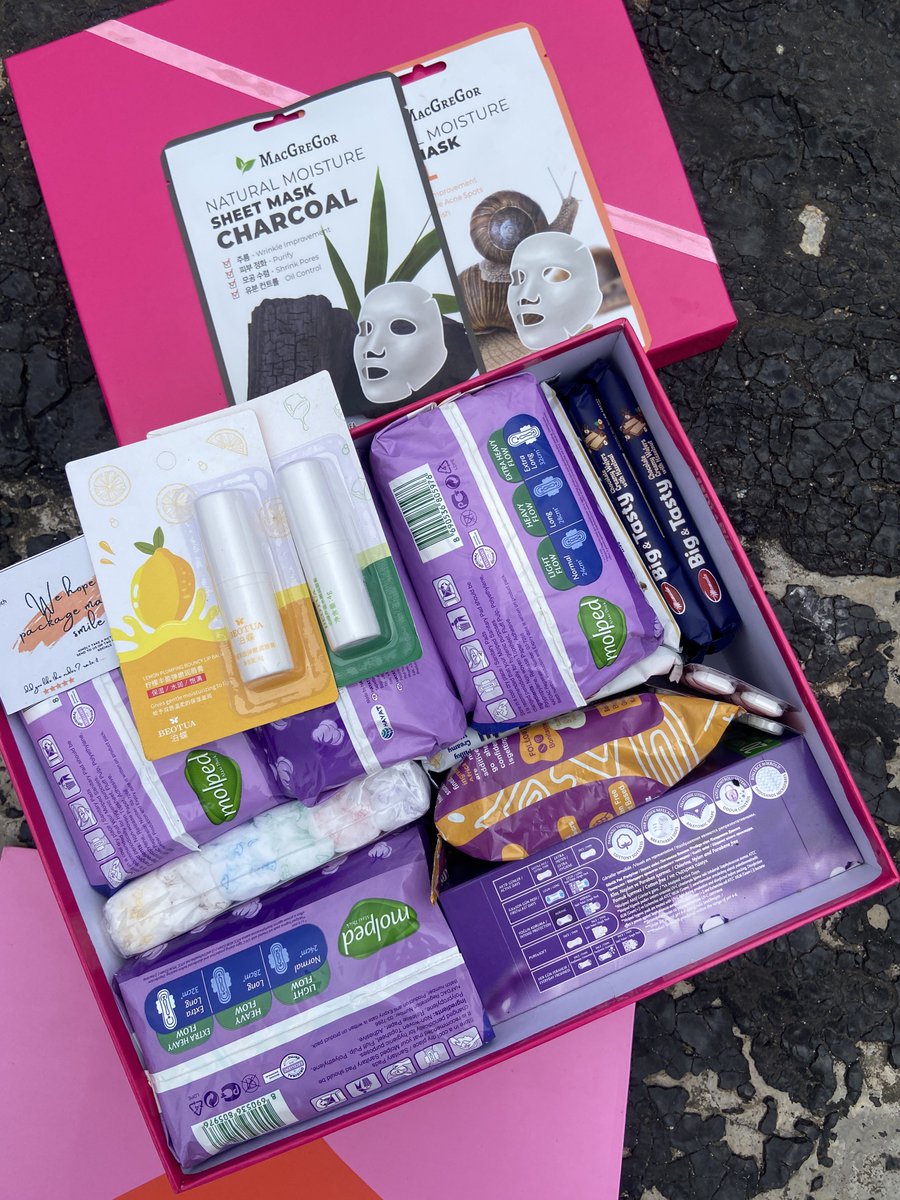 DeeTouch_'s tweet photo. The basic period care package. A just right package for sending hugs and love to your female loved one. https://t.co/b3jf2ntNTQ