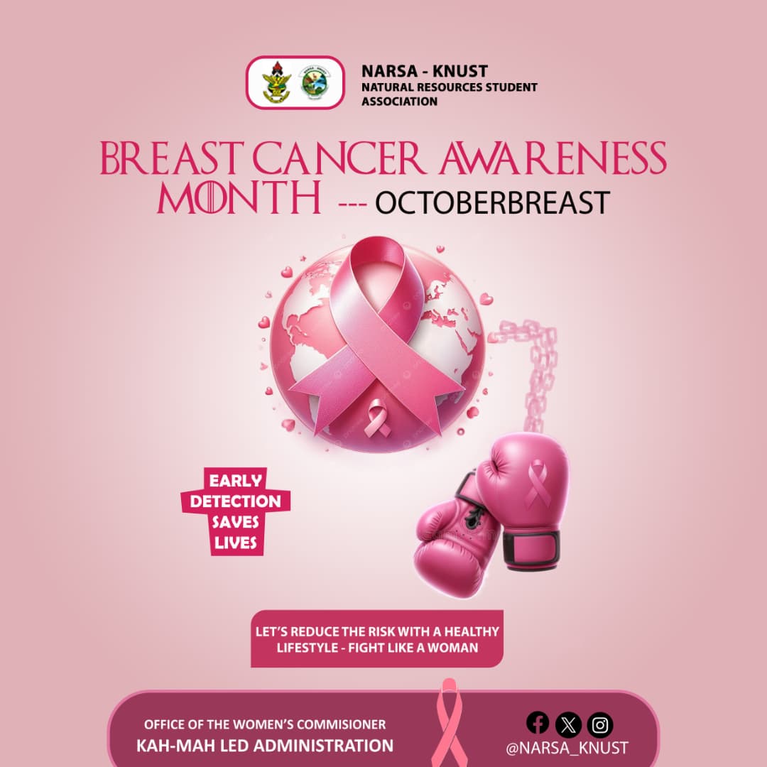 NarsaKnust's tweet photo. 🔉NATURAL RESOURCES STUDENT ASSOCIATION 🔉
➖➖➖➖➖➖➖➖➖➖
🎀BREAST CANCER AWARENESS🎀
➖➖➖➖➖➖➖➖➖➖
DATE: 1ST OCTOBER, 2025

#NARSA_KNUST
 From: THE OFFICE OF THE WOMEN'S COMMISSIONER

ISSUED BY: JASMINE GOTAH
             (NARSA WOCOM)
KAH-MAH Led Administration https://t.co/PZm966IFIc