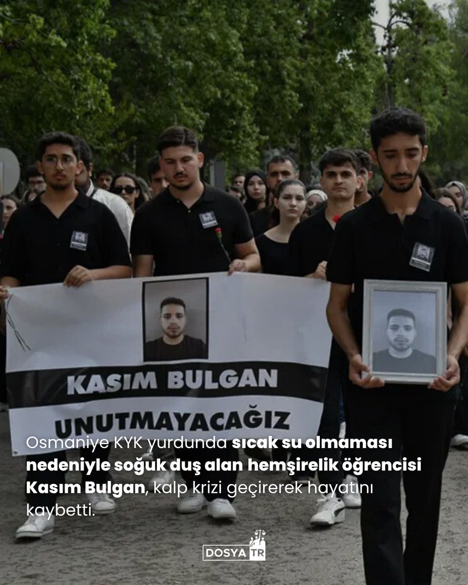 dosya_tr's tweet photo. KYK yurdunda sıcak suyun olmaması bir ihmaldir; bu ihmal hemşirelik öğrencisi Kasım Bulgan’ın hayatına mal oldu. Unutmayacağız. https://t.co/pZ6KWv6iFr
