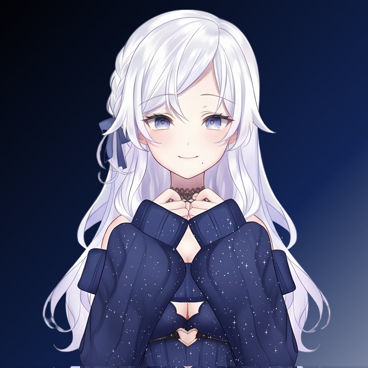 SakimiTanaka's tweet photo. 深い夕暮れへと移りゆく…🌙 静寂の中にこそ、魔法のような何かがある。新しいプロフィールでその感覚を表現したかったんです。このルックは秘密と星明かりをテーマにしています。スクロールして見て、目に留まると嬉しいです！​#ミステリアス #トワイライト美学 #星空夜 #新プロフィール #VTuber https://t.co/9uel8L4OFM