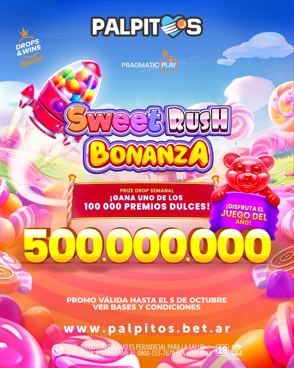 🍬¡#SweetRushBonanza en Pálpitos! 🍭➡️n9.cl/yz5jz