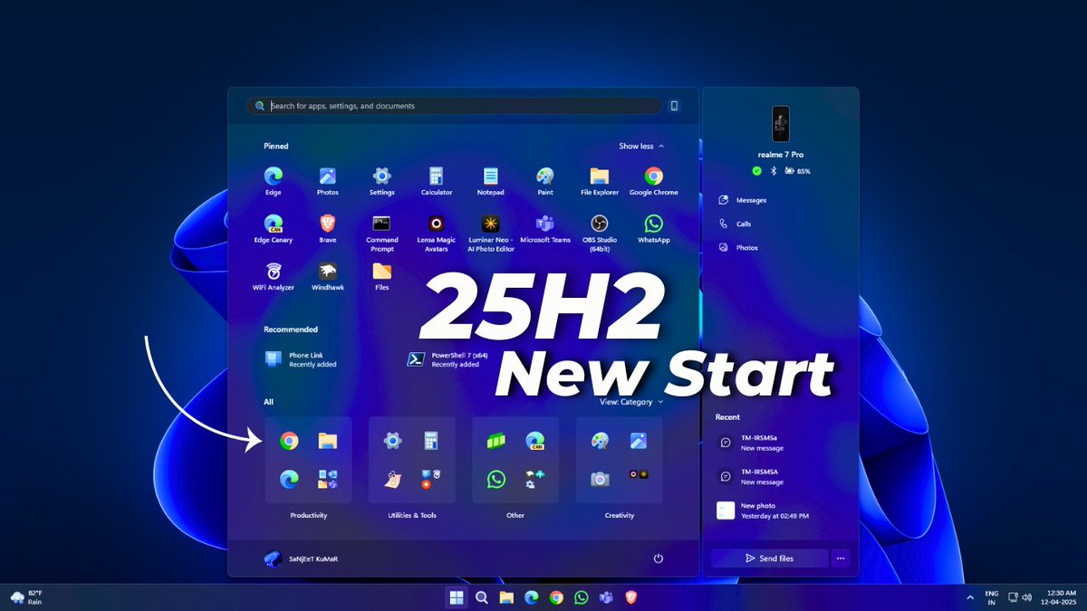 SanjeetTech's tweet image. Windows 11 25H2 New Start Menu Is Here – Get It NOW! 🚀
youtube.com/watch?v=JOkrqW…

#windows1125h2