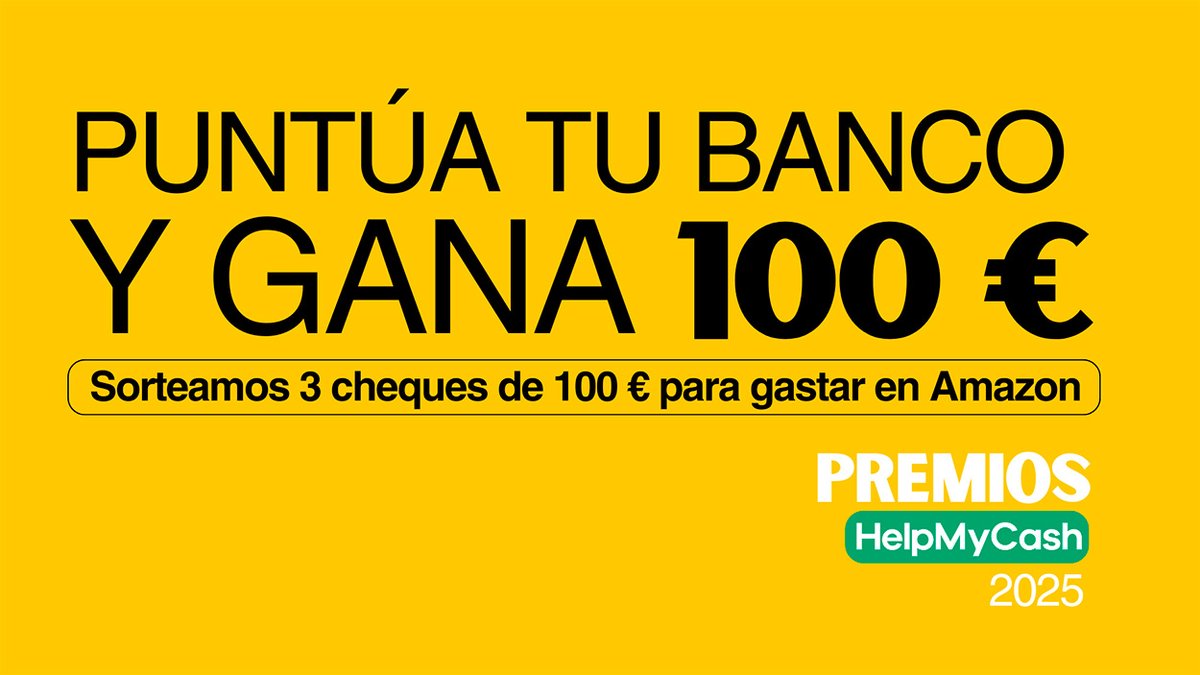 🏆 ¡Nueva edición de los Premios HelpMyCash a los mejores bancos de España! Participa y llévate un cheque de 100 euros para gastar en Amazon. ¡Sorteamos tres! Solo tienes que rellenar una breve encuesta. ➡️ helpmycash.com/info-requested…