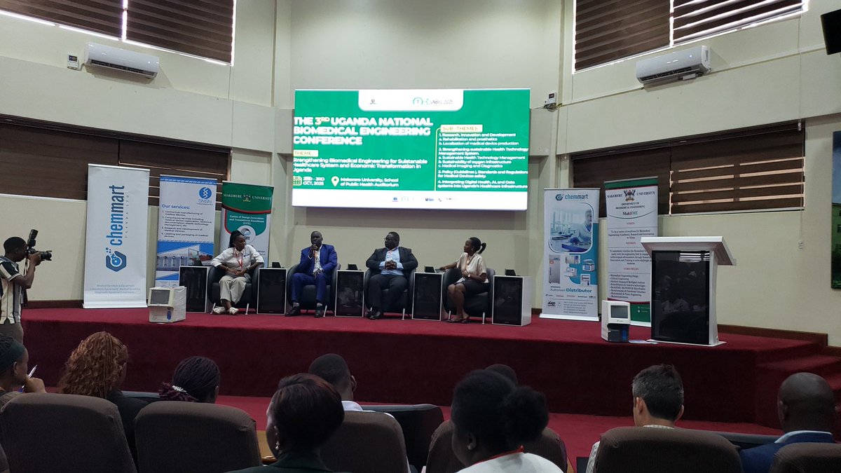 UNBEC2025's tweet photo. Happening now @UNBEC2025 panel session Dr. Robert Ssekitoleko, Dr. Johnes Obungoloch, Dr. Martha Mulerwa and Ms. Ainembabazi Cathybert.
#UNBEC2025
#Shishi_international_limited
#Pearloxy_Uganda
#MbararaUST
#MakerereUniversty
#MakBME https://t.co/8CwYI32aYU