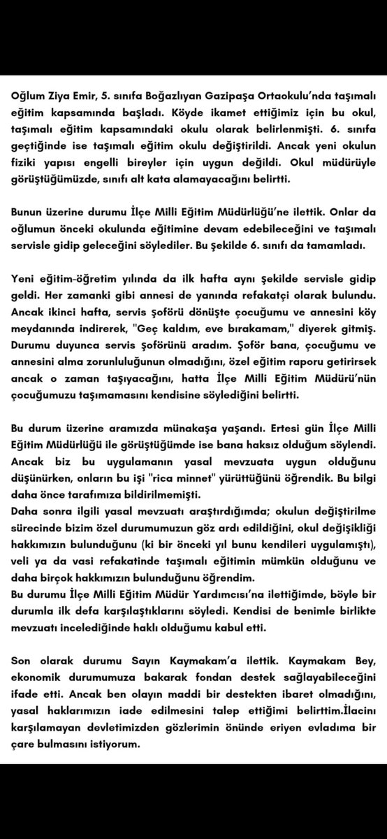 Gülsemin Kurtman (@kurtmangulsemin) on Twitter photo <a href="/yozgatilmem/">Yozgat Milli Eğitim Müdürlüğü</a> "Bir çocuğun eğitim hakkı, hastalığıyla engellenemez. DMD'li evladımız okula alınmadı… Oysa onun da hayalleri, umutları, geleceği var 💔#DMDiçinAdımAtın
<a href="/tcmeb/">Millî Eğitim Bakanlığı</a> <a href="/Yusuf__Tekin/">Yusuf Tekin</a> <a href="/YozgatValiligi/">T.C. Yozgat Valiliği</a> <a href="/yozgatilmem/">Yozgat Milli Eğitim Müdürlüğü</a> <a href="/yozgatashim/">Yozgat Aile ve Sosyal Hizmetler İl Müdürlüğü</a> <a href="/BogazliyanBeld/">Boğazlıyan Belediyesi</a> <a href="/bogazliyankaymk/">T.C. Boğazlıyan Kaymakamlığı</a> <a href="/yozgatilmem/">Yozgat Milli Eğitim Müdürlüğü</a> "Bir çocuğun eğitim hakkı, hastalığıyla engellenemez. DMD'li evladımız okula alınmadı… Oysa onun da hayalleri, umutları, geleceği var 💔#DMDiçinAdımAtın
<a href="/tcmeb/">Millî Eğitim Bakanlığı</a> <a href="/Yusuf__Tekin/">Yusuf Tekin</a> <a href="/YozgatValiligi/">T.C. Yozgat Valiliği</a> <a href="/yozgatilmem/">Yozgat Milli Eğitim Müdürlüğü</a> <a href="/yozgatashim/">Yozgat Aile ve Sosyal Hizmetler İl Müdürlüğü</a> <a href="/BogazliyanBeld/">Boğazlıyan Belediyesi</a> <a href="/bogazliyankaymk/">T.C. Boğazlıyan Kaymakamlığı</a>