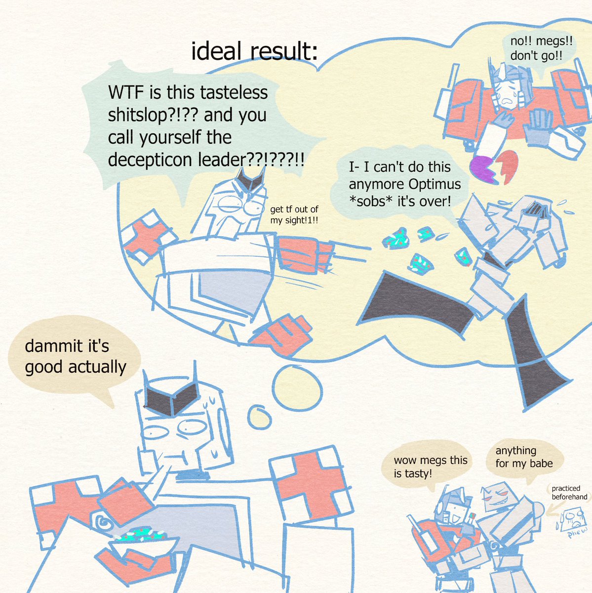 Day 2 - okay I couldn't think of something pretty so here is Ratchet testing his son in law Megs with making (cybertronian) kimchi to see his worthiness
