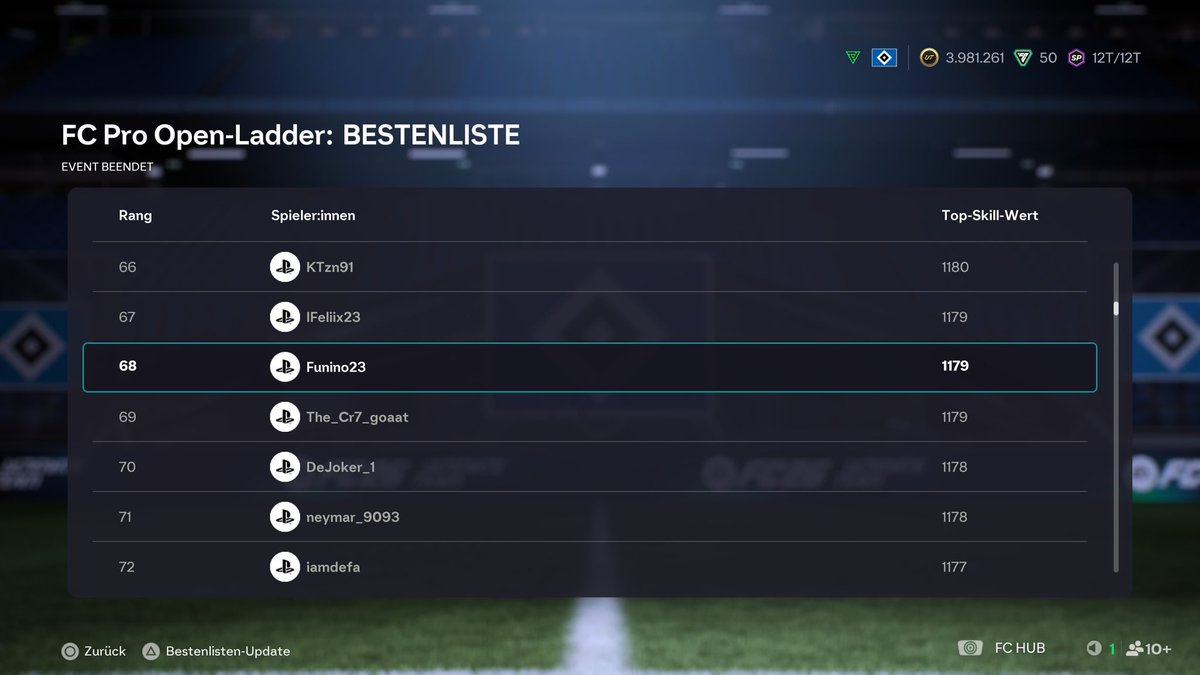 Platz 68, Ladder noch ohne Icon und Mbappe gezockt

Am 11 &amp; 12.10 gehts um die FC Pro Open Global Qualifier Teilnahme in Atlanta 🇺🇸 
B2B Top 64 der Welt ist das Ziel