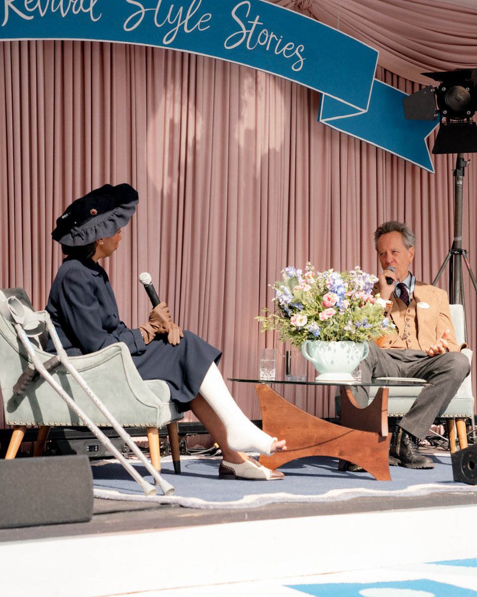 goodwoodrevival's tweet photo. At #GoodwoodRevival 2025 we hosted actor Richard E. Grant on the #RevivalStyle Stage, in conversation with Paula Sutton. You may know Grant from recent films such as Saltburn (2023), and his Oscar-nominated performance in Can You Ever Forgive Me (2018). He's also been featured in recent #Burberry events, including the Summer 2025 campaign, "It's Always Burberry Weather: London in Love," and the AW25 fashion show. Vintage on Film was the topic of discussion on stage, did you get a chance to hear a few of Grant's anecdotes?