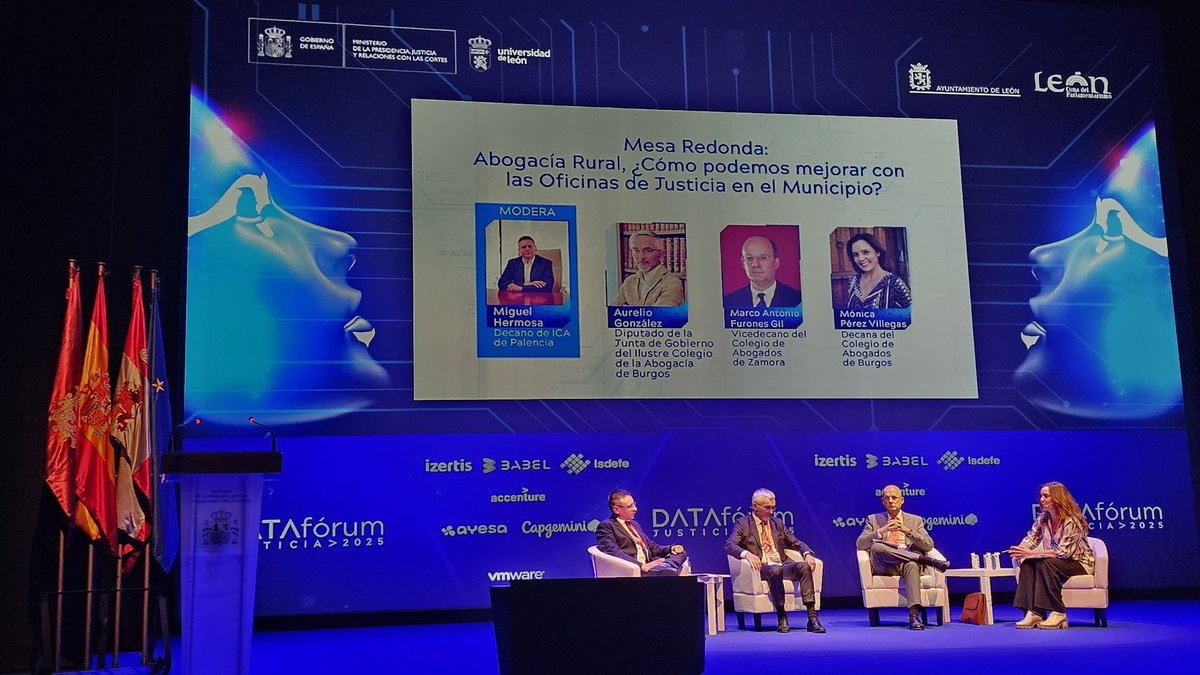 Abogacia_es's tweet image. Los decanos del @ICAPalencia, @miguel_hermosa, y @icaburgos, Mónica Pérez, participan en el #Dataforum destacando la importancia y el valor de la abogacía en el entorno rural. ⚖️
@Abogacia_CyL dataforumjusticia.es/streaming/
