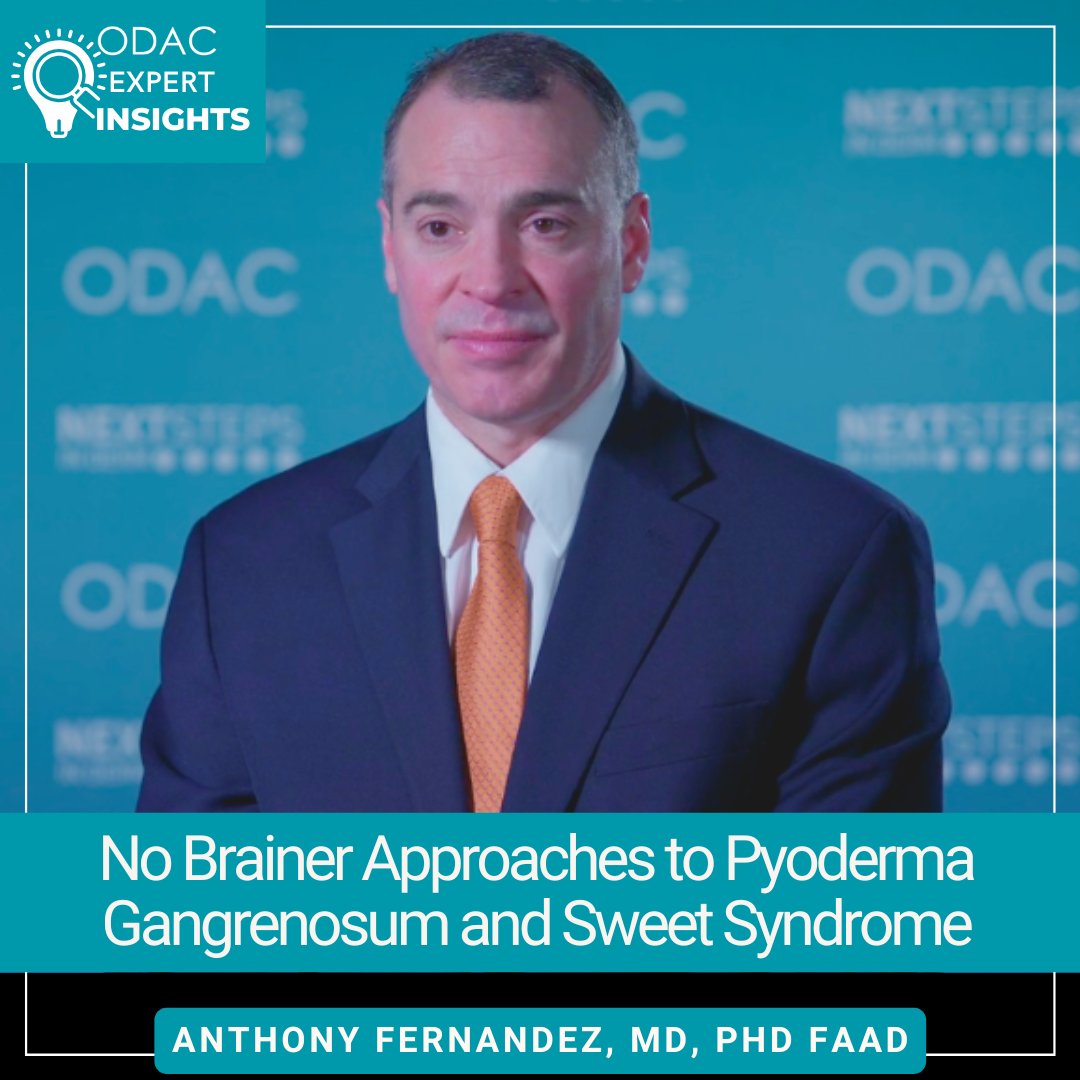 New video: Dr. Anthony Fernandez on practical approaches to neutrophilic dermatoses (PG, Sweet), wound‑healing, and a rare autoinflammatory cause. Watch here ow.ly/ZAuc50X5v6n

#ODAC #NextStepsInDerm