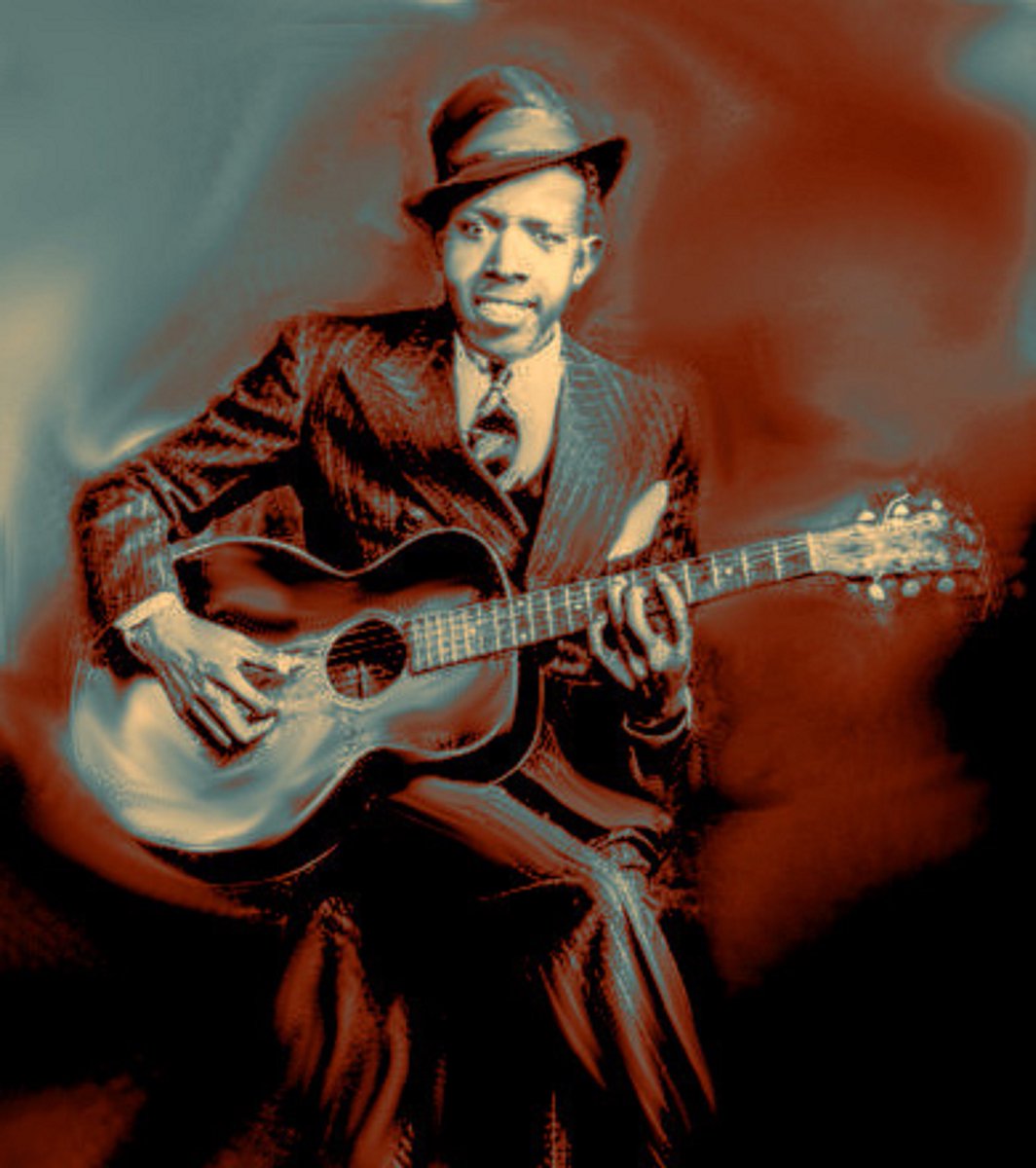 Many people falsely stated that #RobertJohnson had a 7th string in his 6-string guitar. Practically impossible! What he did though was to tune his top string, not to another Eb (the tonic) but, to the 7th harmonic...this is why we were getting the feeling of a "7th string"...