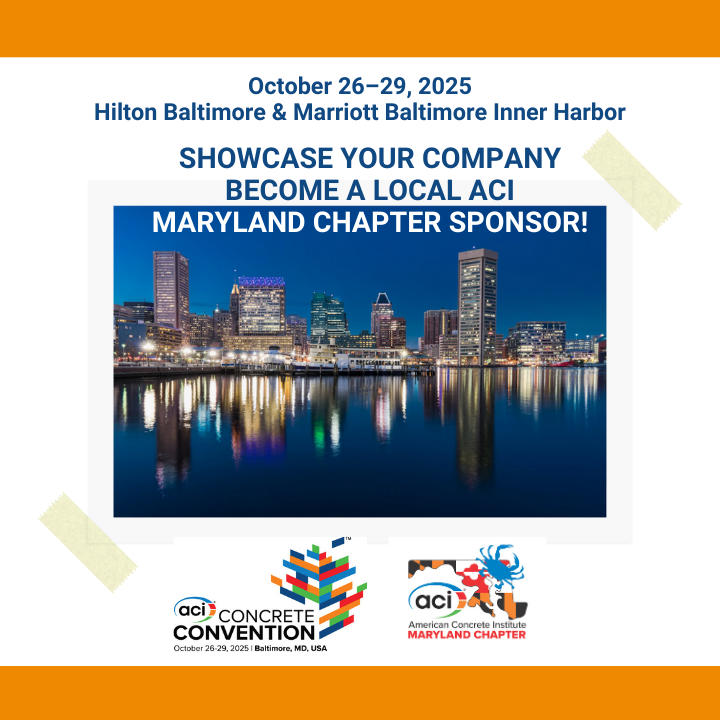 MDChapterACI's tweet photo. 🌟 The ACI Concrete Convention 2025 is coming to Baltimore • Oct 26th-29th!

Put your business in front of global concrete leaders—become an ACI Maryland Chapter Sponsor

👉 Secure your spot: https://t.co/OrHrZLIstF

#ACIMarylandChapter #ACIBaltimoreConvention2025 https://t.co/7xpJz7wY4r