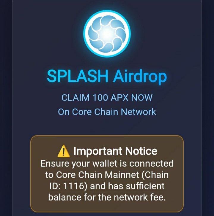 splash_spx's tweet photo. Airdrop alternative link

https://t.co/wOEkajXrcC

1. Open a Web3 wallet such as Metamask, Bitget Wallet, etc.
2. Open a browser and paste the link
3. Connect the wallet to the Core Chain
4. Claim the airdrop. https://t.co/DeKEENZXWu