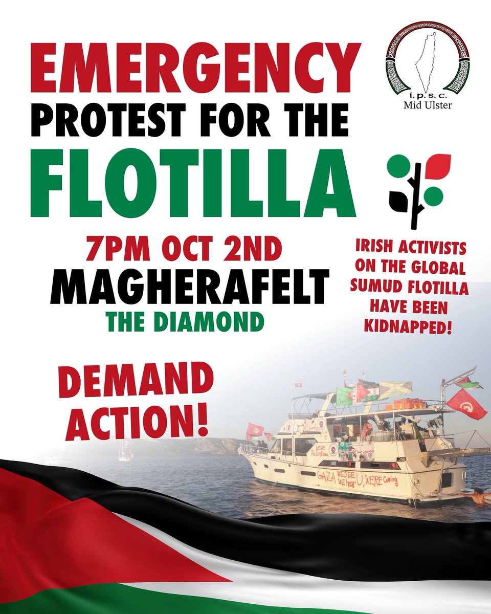 All out 7pm Magherafelt!!

TAKE TO THE STREETS!

#GlobalSumudFlotilla