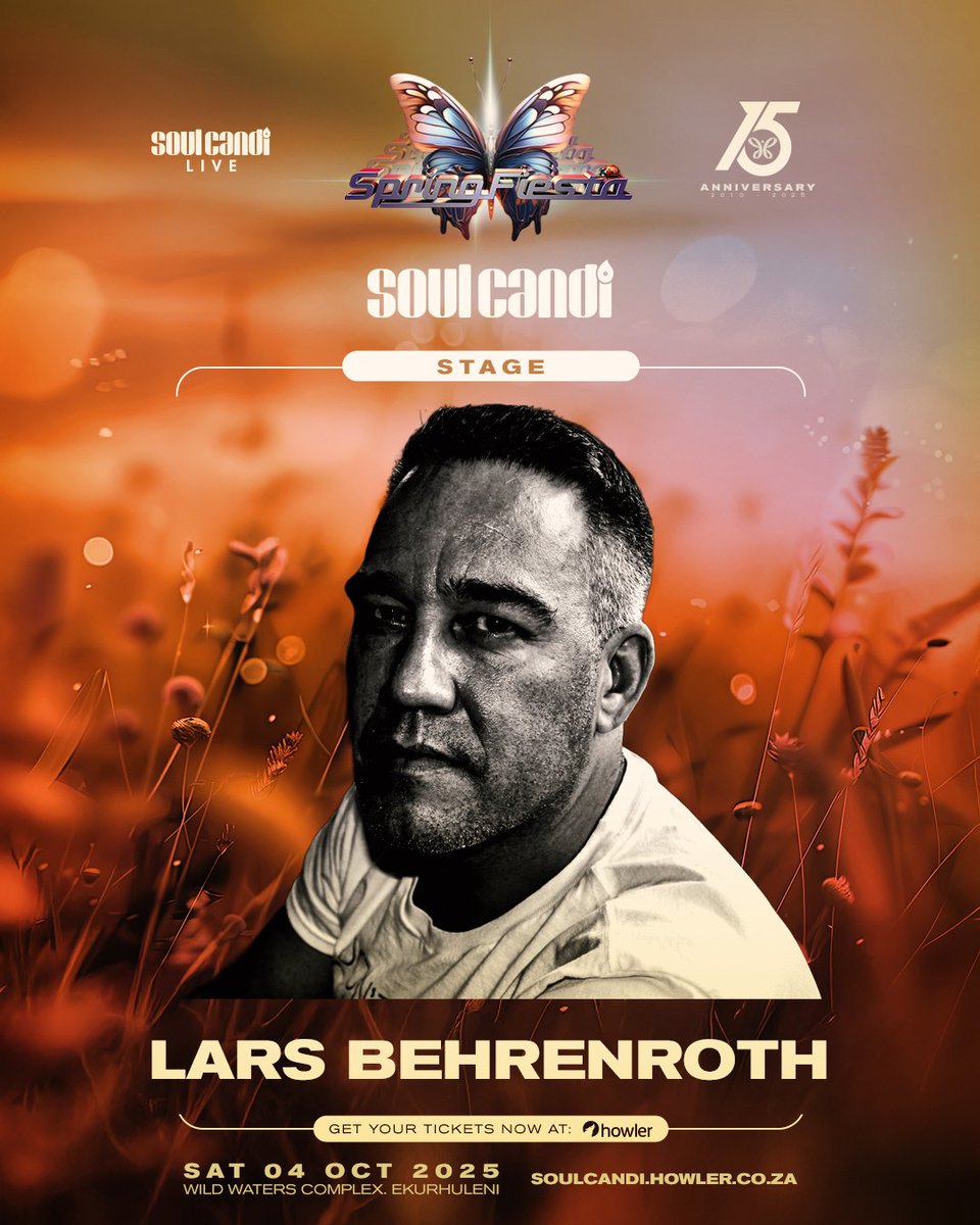 Leading the Soul Candi stage is the international legend <a href="/LarsBehrenroth/">Lars Behrenroth</a>. 
It's about to be a huge celebration.🦋🎊