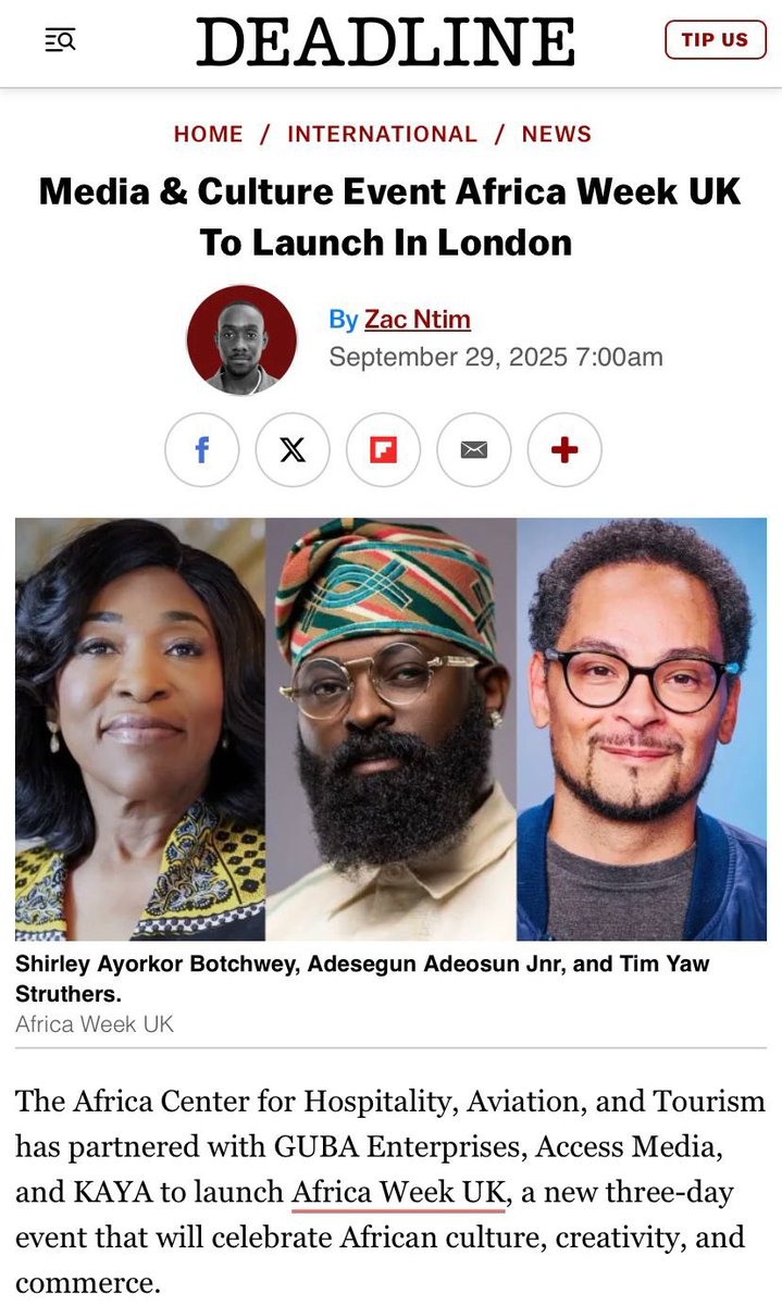 AFRICA WEEK 
Kicks off today ⛓️‍💥
📍Woolwich Works
deadline.com/2025/09/africa…