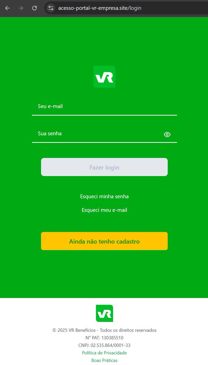 SwitchToThread's tweet image. 🇧🇷 &quot;Login - VR Benefícios&quot;
hxxps://acesso-portal-vr-empresa.site/login
#phishing