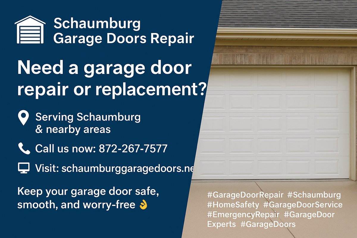 garagedoorsScha's tweet photo. 🚪🔧 Need a garage door repair or replacement?
With Schaumburg Garage Doors Repair, you’ll get fast, reliable, and top-quality service every time!
📍 Serving Schaumburg &amp; nearby areas
📞 Call us now: 872-267-7577
💻 Visit: https://t.co/kbWAxTc6yR
#GarageDoorRepair #Schaumburg https://t.co/M3mGF2sZvu
