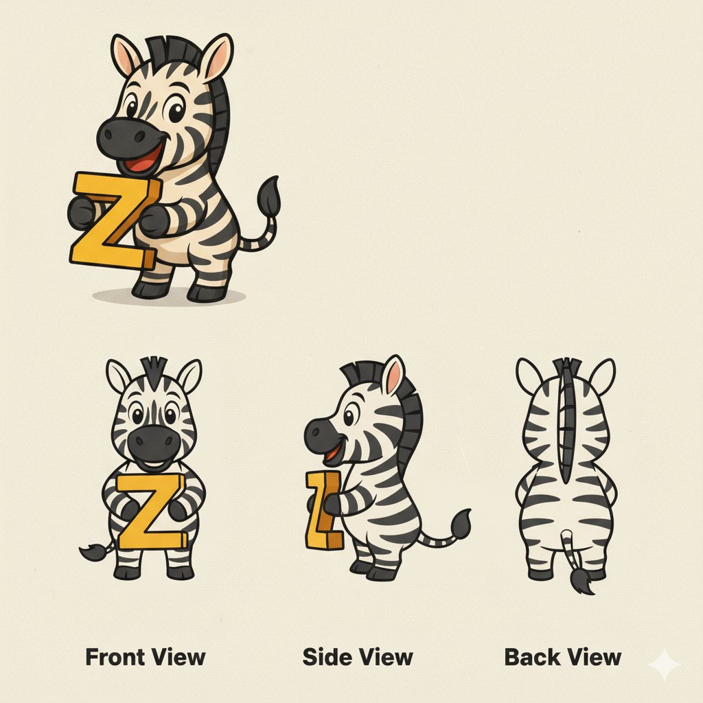 0x010_xmr's tweet photo. Front, side, back! Details matter for the perfect look. Meet the mascot for our $Z Token, $Z Baby! 🦓✨ Attention to detail shapes the future. #ZToken #Mascot #Design https://t.co/ORjaNbczCa