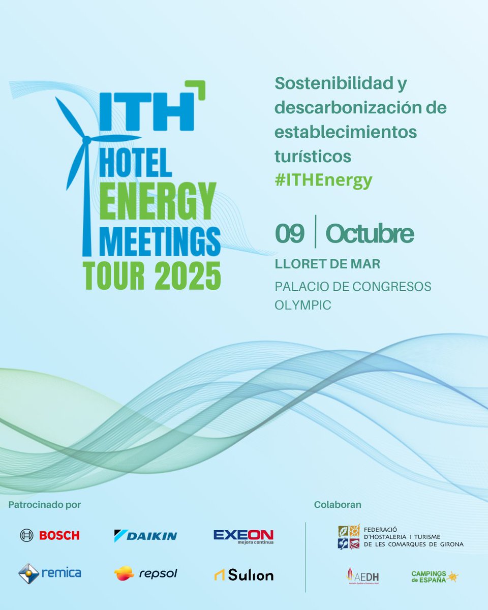 ♻️ Hoteles más eficientes y sostenibles 🚀
📅 9 de octubre | Lloret de Mar <a href="/gihostaleria/">Federació d'Hostaleria i Turisme Girona</a>
👉 ITH Hotel Energy Meetings
Soluciones para ahorrar energía, reducir costes y avanzar en la descarbonización con #ITHSaveHotel.
Inscríbete aquí 👉ithotelero.com/events/ith-hot…