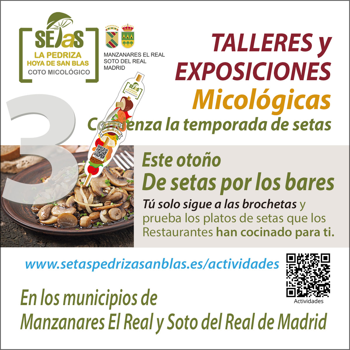 🍄Descubre la micología en Soto y Manzanares:

🔹Talleres micológicos (25-26 oct / 8-9 nov)
🔹Expo fotográfica “Las setas del Parque” desde 15 oct
🔹Ruta gastronómica Otoño De Bares desde 15 oct

Más info 👉 setaspedrizasanblas.es/actividades 
#ViveSoto
