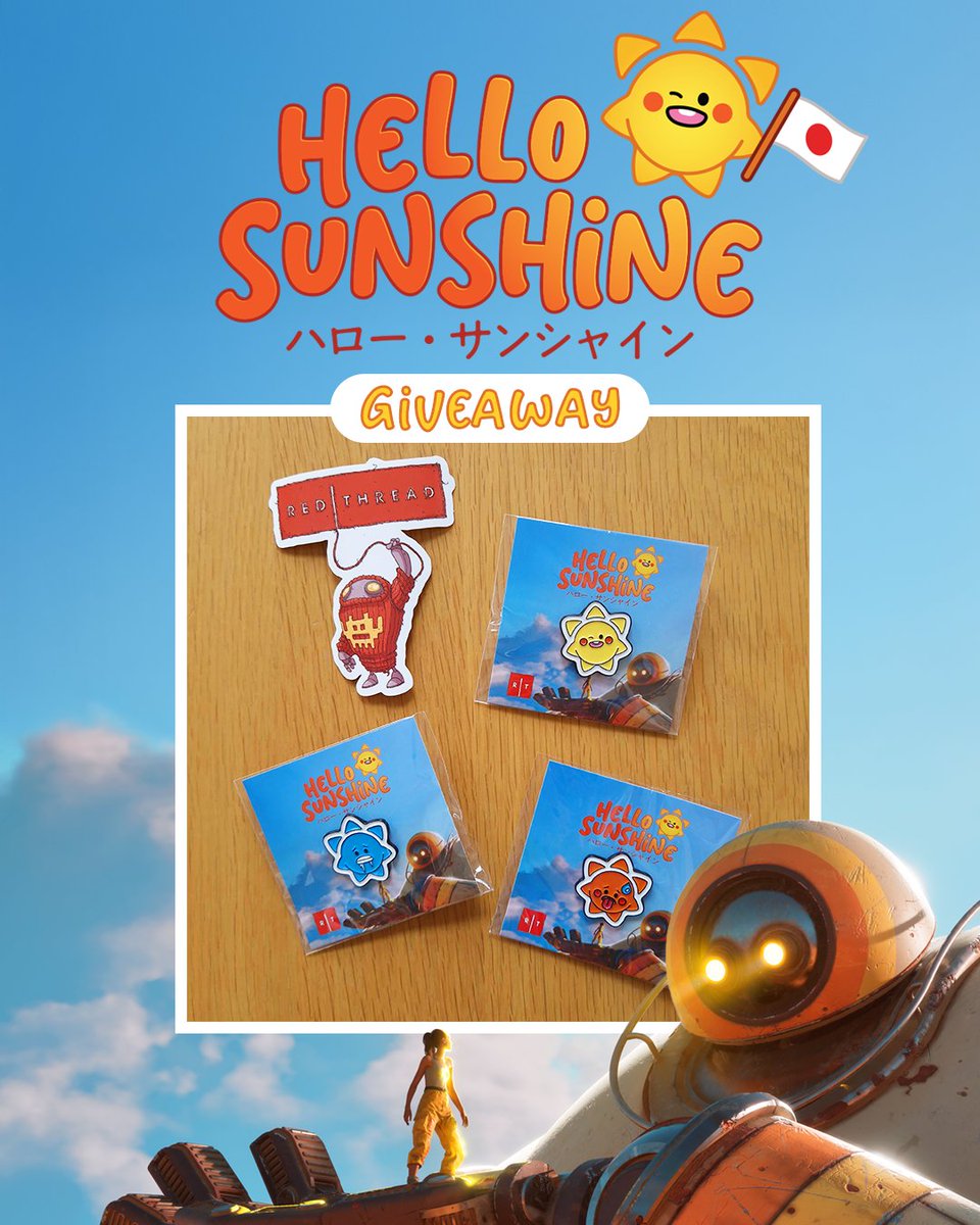 RedThreadGames's tweet image. Last week at #TGS2025 was incredible. Seeing players try Hello Sunshine for the first time was such a joy.
If you couldn’t make it (or just want some swag), here’s your chance: we’re giving away Hello Sunshine pins to 3 lucky winners!
Join on Discord: redthreadgames.com/discord