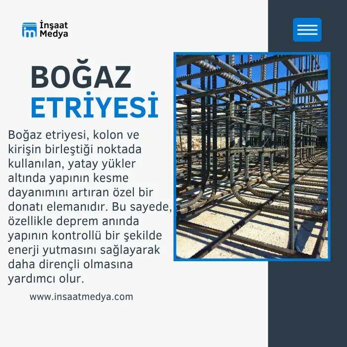 insaatmedyacom's tweet photo. 🔹Kolon-kiriş birleşim noktalarında gizli kahraman: Boğaz Etriyesi!

Deprem anında kesme kuvvetlerine karşı yapınızı güçlendirir, çatlamayı ve göçme riskini azaltır. 🏢💪

#İnşaat #DepremDayanımı #Betonarme

https://t.co/yDewEI7YoQ https://t.co/frCr7u3DBA