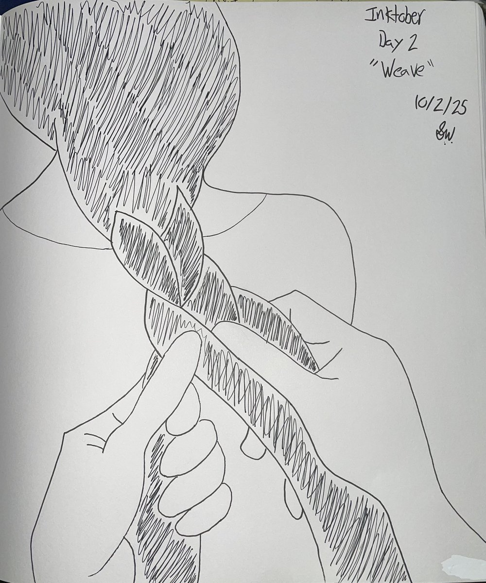 ghostlyarisen's tweet image. INKTOBER 2025
Day 2
“Weave”
#inktober #inktober2025 #braid #weave