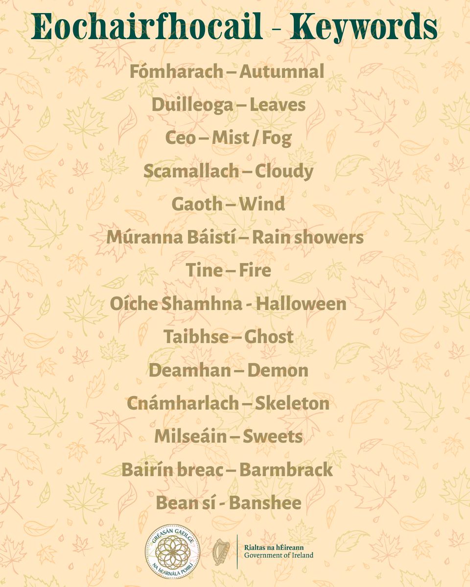 GreasanGaeilge's tweet photo. In ainneoin na drochaimsire seo ar fad, táimid an-tógtha leis an bhFómhar i gcónaí 🍂🍁💀👻🎃

#irishlanguage #irishlanguagelearners

@CoggOid @ETBIreland @TeachingCouncil @NMIreland @gpowithistory @DeptRCDG @Bac_leGaeilge @MetEireann @GalwayCityCo @GalwayCounty https://t.co/Hxkam6eJOo