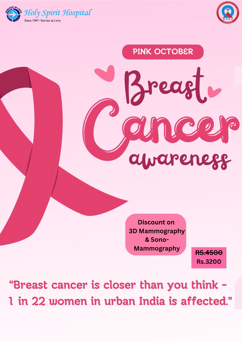 🎀 Breast Cancer Awareness Month 🎀

1 in 22 women face breast cancer — awareness and early detection can change the story. 💖

#PinkOctober #BreastCancerAwareness #HopeAndStrength