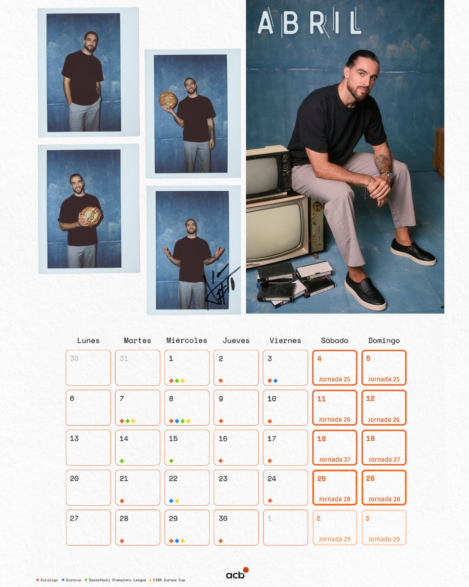 Din por aí que este ano, en abril... 𝙩𝙧𝙞𝙥𝙡𝙖𝙨 𝙢𝙞𝙡 😉

Descarga xa o calendario <a href="/ACBCOM/">Liga Endesa</a> da 25/26! 

🔗 acb.com/docs/descarga/…