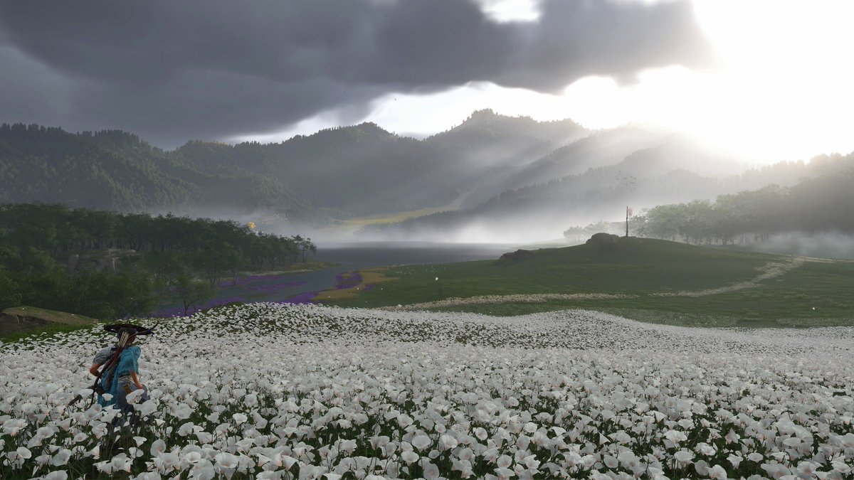 « Ghost of Yōtei » : 2h de jeu hier soir et je me prends déjà une p’tite claque à chaque instant ! 🏔

Entre les couleurs, les effets météo et de lumière, et cette nature dense et détaillée… 🌲⛈️

C’est vraiment sublime.
Explorer cette carte va être encore un vrai régal ! 🥹🎴