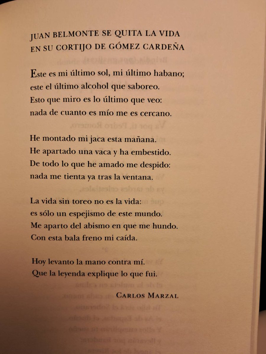 Del gran <a href="/Marzalcarlos/">Carlos Marzal</a> 
"La vida sin toreo no es la vida".