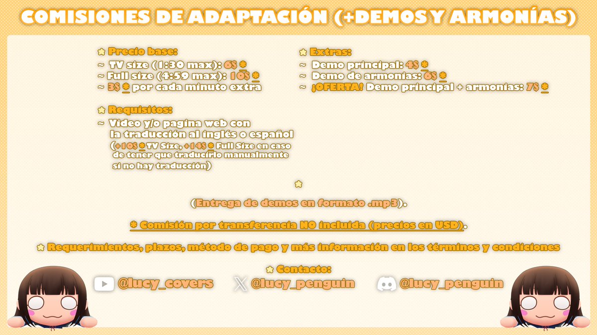 lucy_penguin's tweet photo. Vengo a recordar que tengo comisiones abiertas tanto de adaptación, demos y armonías como de edición de audio~
Ejemplos de audio: https://t.co/Dc8H8XglDz
Ejemplos de adaptación: https://t.co/FWiktubHhb
❤️&🔁 ayudaría mucho
#comision #opencomission #mix #mixandmaster #vtuberES https://t.co/84a3ui0ofh