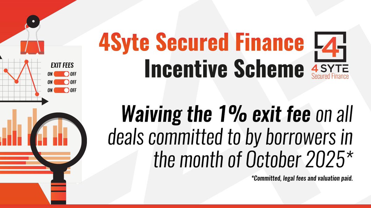 ⭐ Introducing the 4Syte Secured Finance Incentive Scheme! ⭐
 
Moving forward, 4Syte Secured Finance will be offering incentives as part of an ongoing scheme.
 
First out is waiving the 1% exit fee! 

See image for further details.
 
#4Syte #SecuredFinance #Incentive