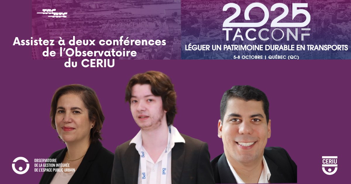 📢 L’Observatoire du CERIU au Congrès de l’ATC à Québec !
6 oct. 16 h : Adapter le déneigement aux changements climatiques
7 oct. 16 h : Réduire l’empreinte environnementale des projets routiers
En savoir plus : tac-atc.ca/fr/