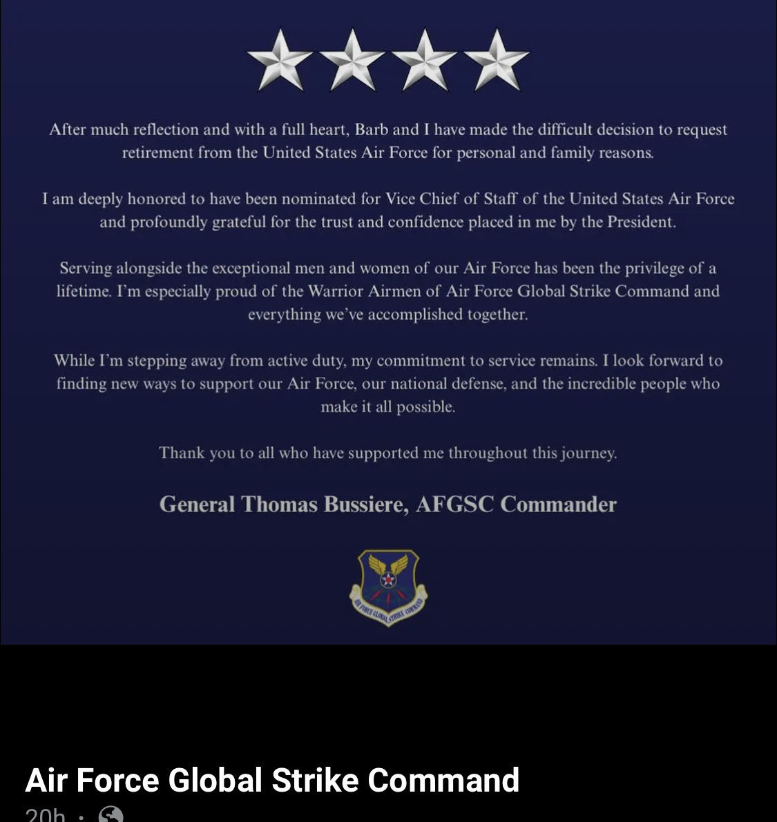 One of the best indicators that Wilsbach is not the right person for CSAF is the fact that Gen Bussiere responded to the invitation to be VCSAF with his resignation. Why would the better man resign?

When we sourced from our community who the worst COVIDIANS were, Wilsbach's name